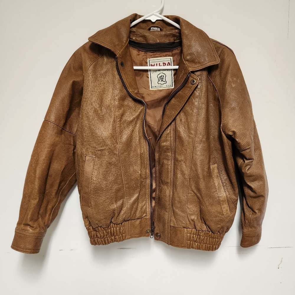 Vintage genuine leather jacket brown xl